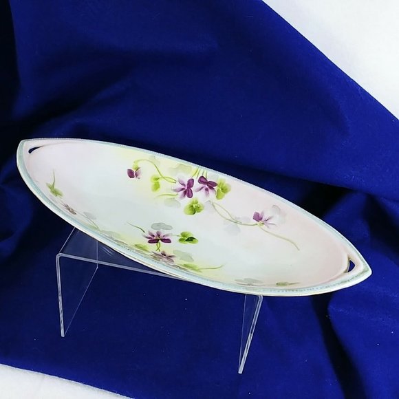 Celery Condiment Dish Bowl Nippon Jonroth Studios Hand Painted 13.5" - Picture 2 of 10